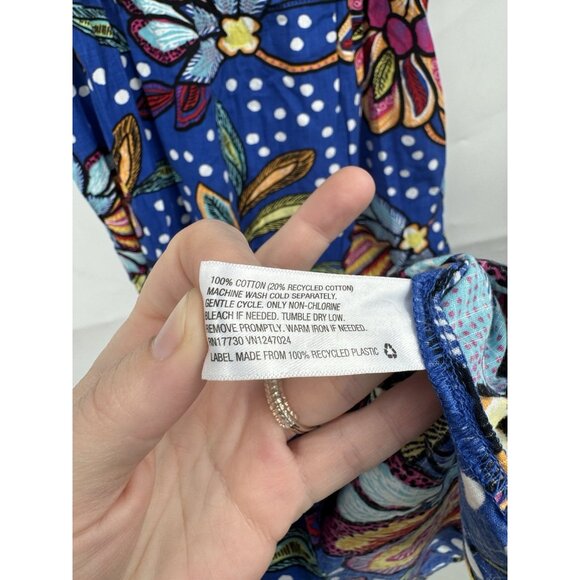 Tabitha Brown for Target Womens Mixed Floral Polka Dot Blue Midi Dress 4 Preppy - Picture 5 of 11